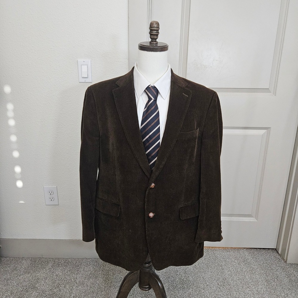 Lauren Ralph Lauren Mens Brown Corduroy Blazer Sport Coat 43R‎ Paisley Lining